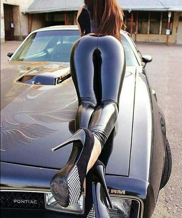 Black car exhaust fetish garage girl pipe spot wall