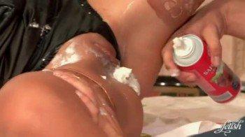 Whipped cream licked off pussy