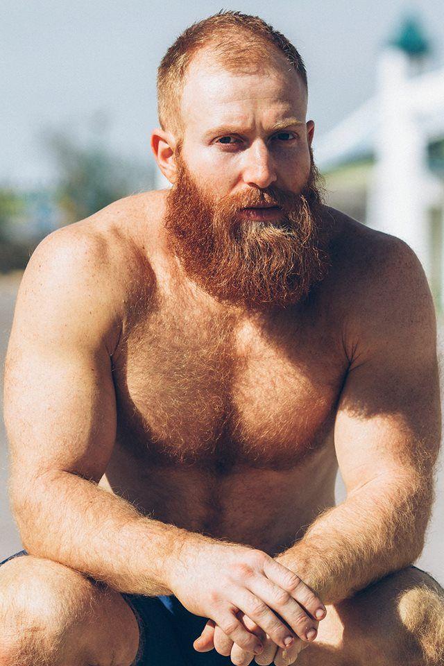 Fat hairy redhead man