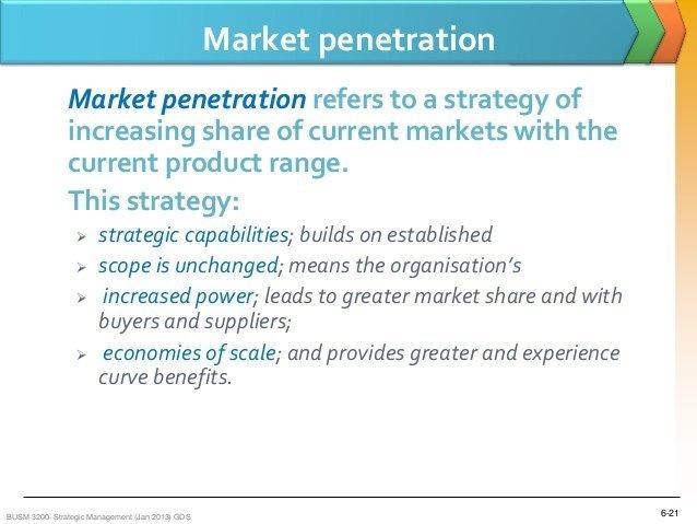 Poppy reccomend Level of market penetration