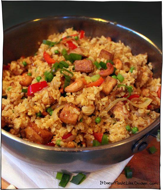 Asian chicken fried rice with cashews