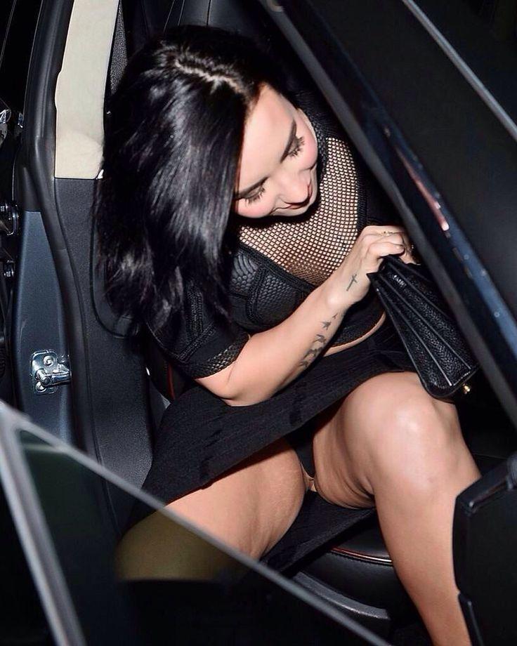 Celeb upskirt getting out of car