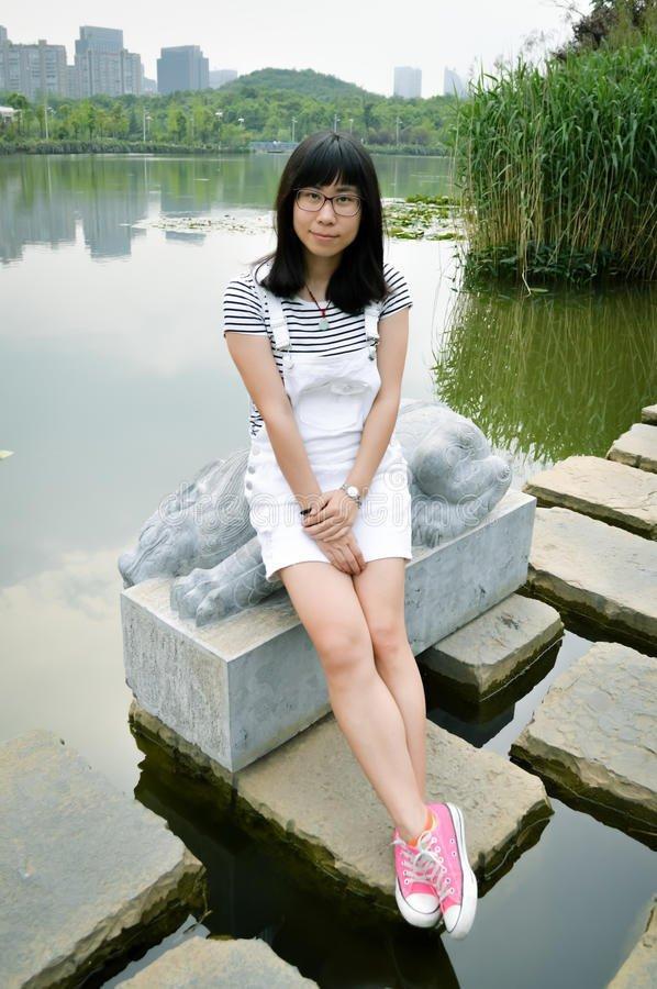 Asian girl lake