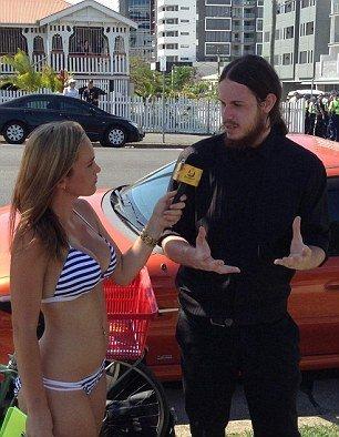 News reporter bikini